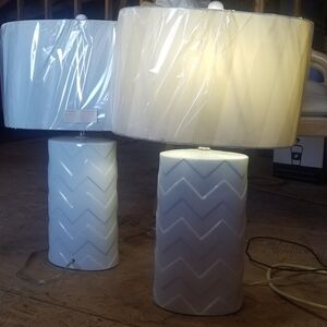 Modern White Ceramic Table Lamps – Set of 2